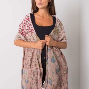 Dark beige cotton wrap with print