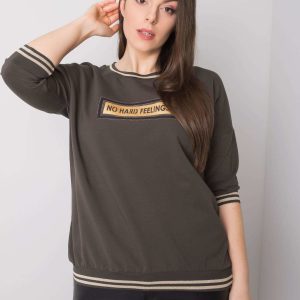 Dark khaki plus size sweatshirt with Kendal inscription