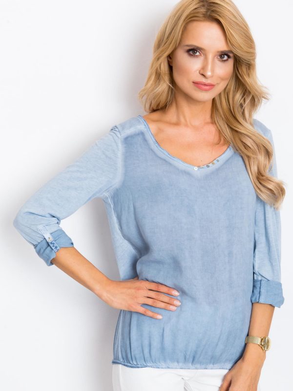 RUE PARIS Light Blue Blouse Baddie