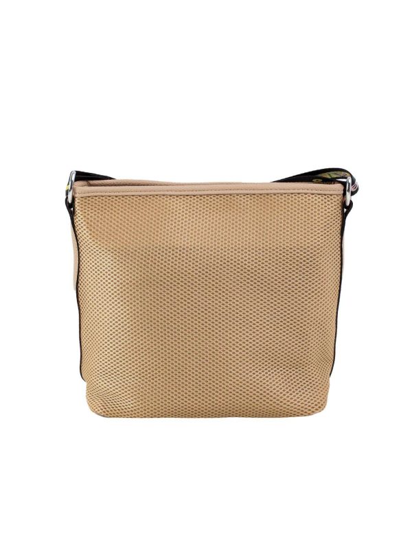 Dark Beige Shoulder Bag with Colorful Strap