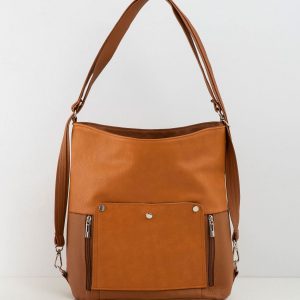 Camel large bag made of eco leather