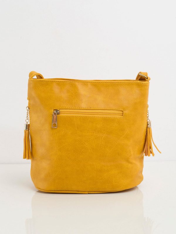 Dark yellow faux leather handbag