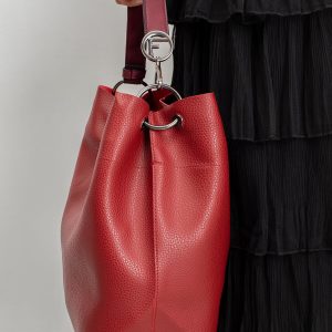 Burgundy eco leather shopper