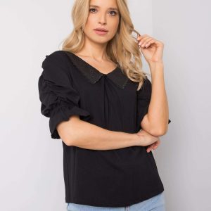 Black blouse with collar Cori RUE PARIS