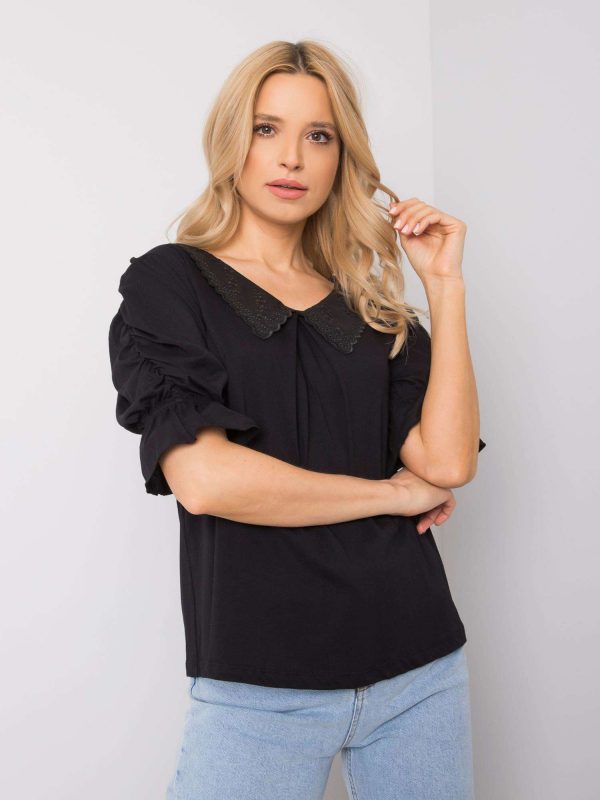 Black blouse with collar Cori RUE PARIS