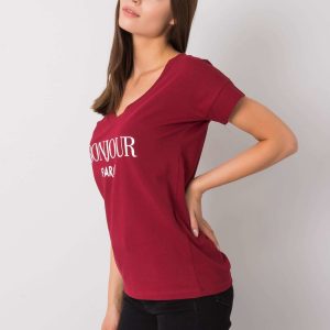 Burgundy t-shirt with Emille inscription