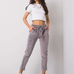 Dark grey velour pants Juanita RUE PARIS