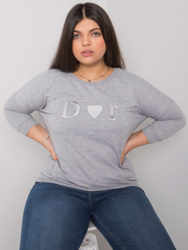 Gray melange blouse plus size Alice