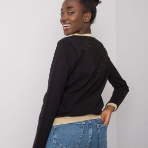 Black Cotton Sweatshirt with Trinny Lace