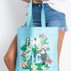 Blue Large Printed Bag