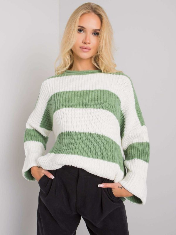 Green Bree Striped Sweater