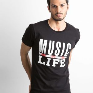 Men's cotton t-shirt with print black