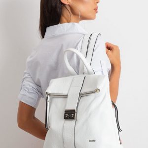 White Leather Backpack