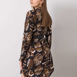 Brown and black dress with patterns of Josie RUE PARIS