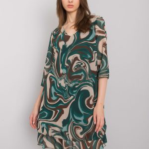 Green and beige dress for women with print Segovia