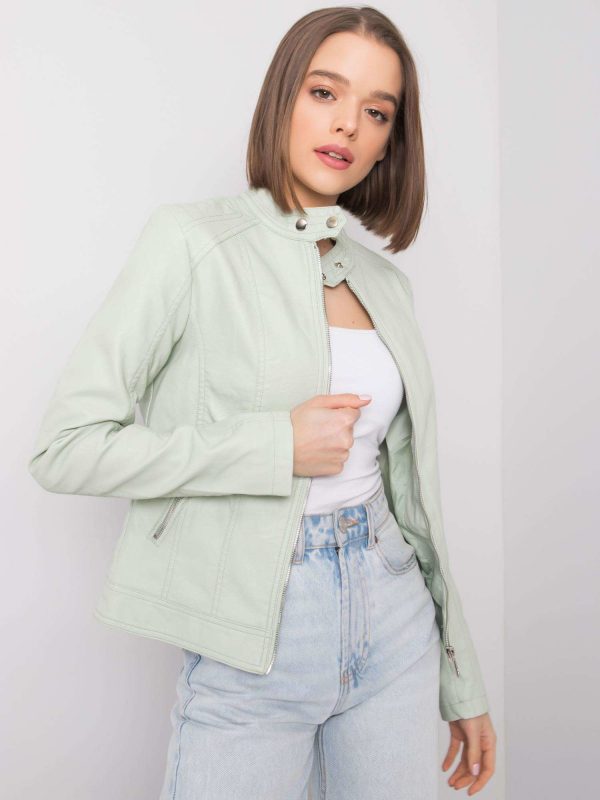 Ellie Light Green Faux Leather Jacket