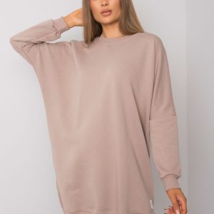 Dark beige long sleeve sweatshirt dress Odile RUE PARIS