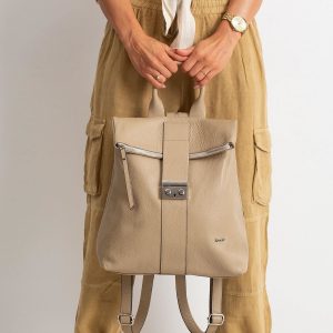 Beige Leather Backpack