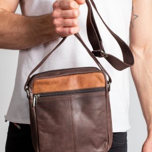 Dark Brown Leather Men's Handbag