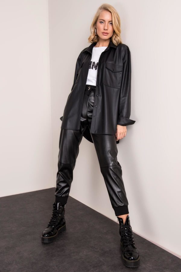 Black BSL eco-leather pants