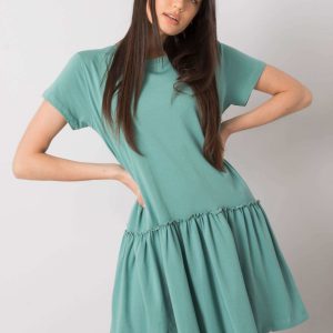 Green dress with flounce Cammie