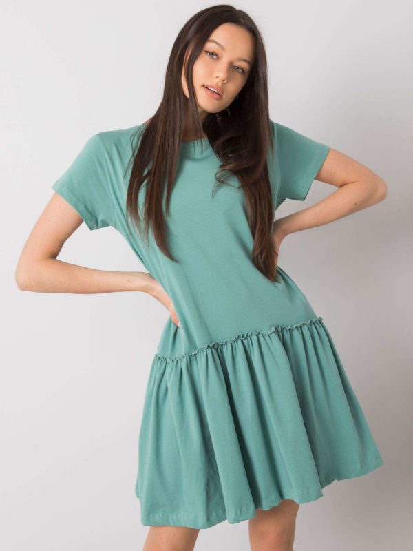 Green dress with flounce Cammie