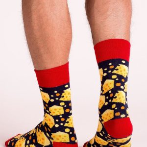 Navy Blue Yellow Patterned Men's Socks