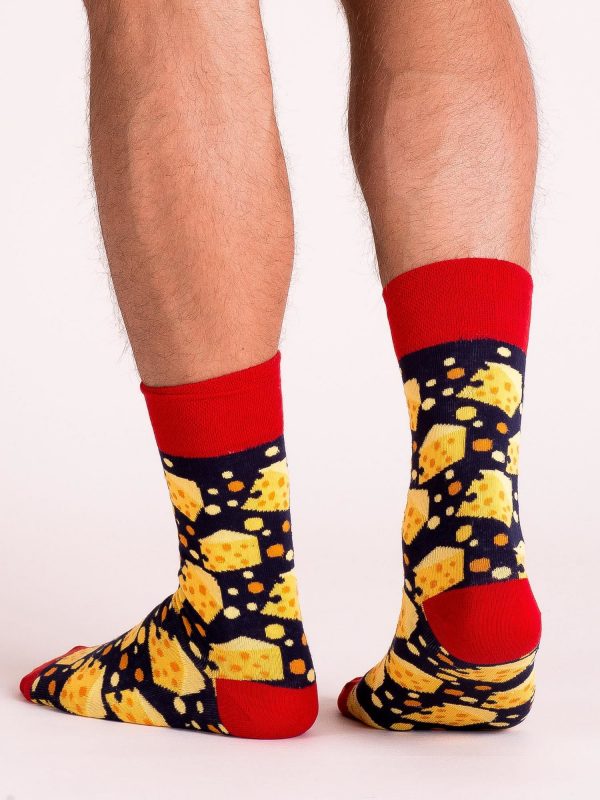 Navy Blue Yellow Patterned Men's Socks