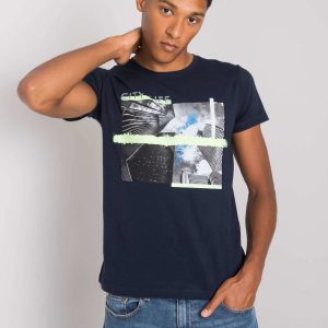 Navy blue t-shirt for men with print Deacon