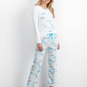 White & Blue Printed Pyjamas