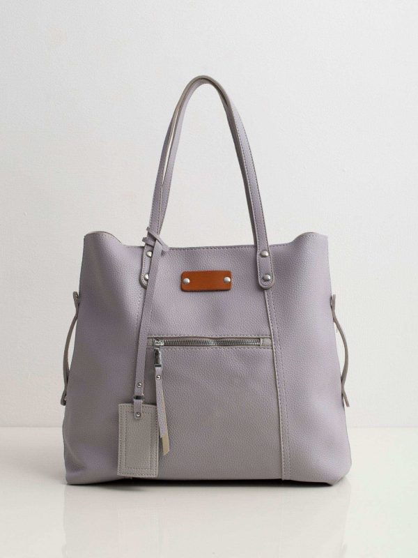 Grey women's bag made of eco leather