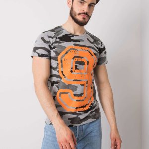 Grey t-shirt for men with print by Evan