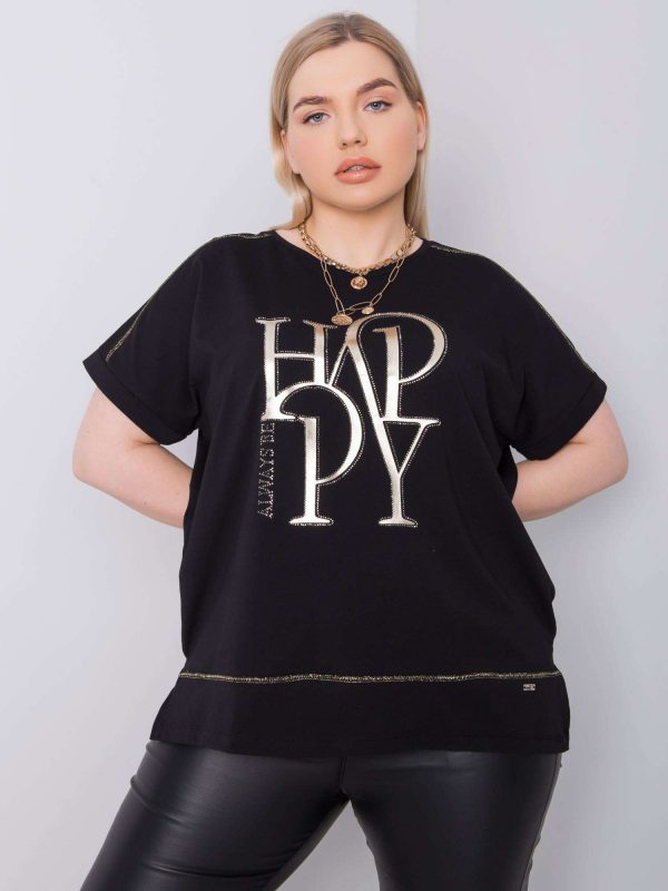 Black plus size blouse with Heidi appliques