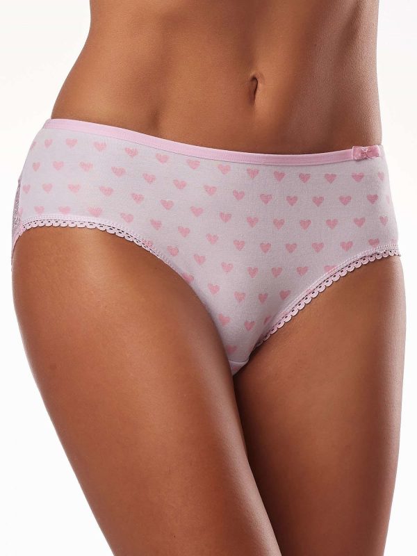 Women's Briefs with Light Pink Heart Print