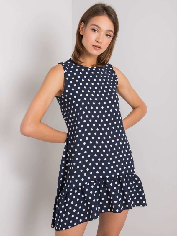 Navy blue polka dot dress Nicollete RUE PARIS