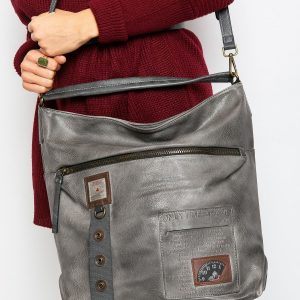 Grey eco leather handbag