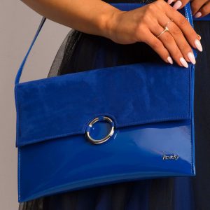 Cobalt clutch bag with decorative clasp