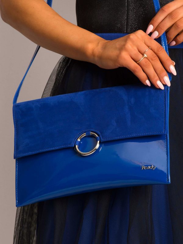 Cobalt clutch bag with decorative clasp