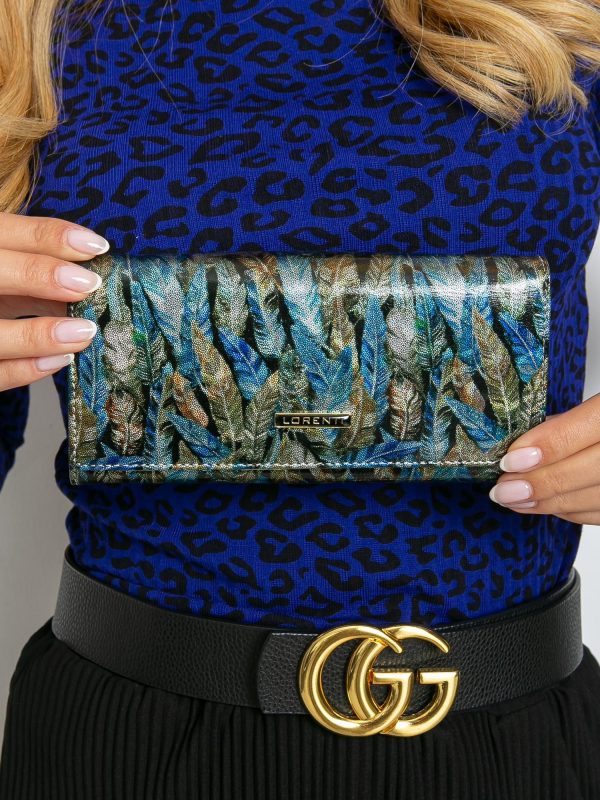 Blue and Green Women's Large Wallet