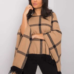 Dark beige Ellery plaid poncho