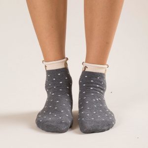 Dark grey polka dot socks with print