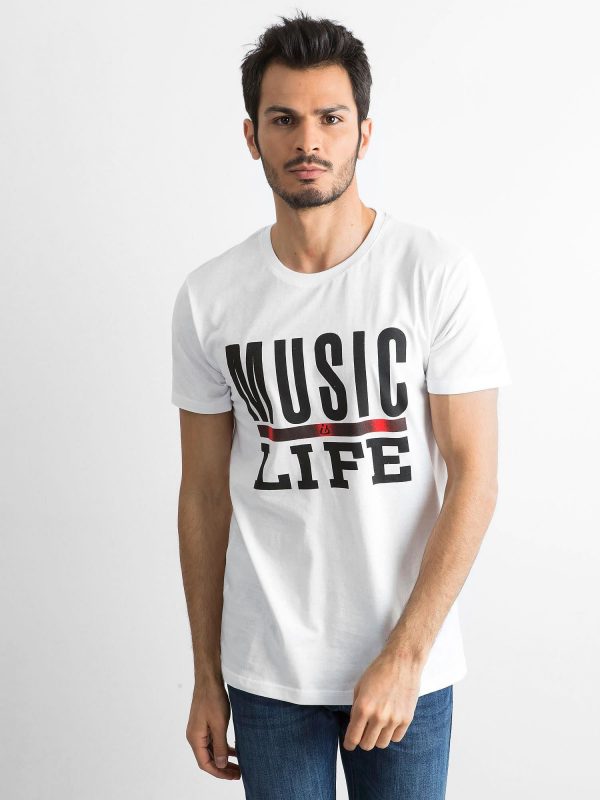 Men's Cotton T-Shirt with White Print