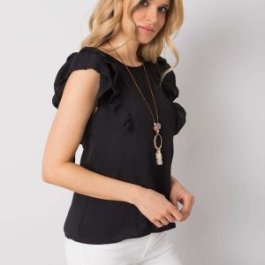 Black blouse with ruffles Macy OCH BELLA