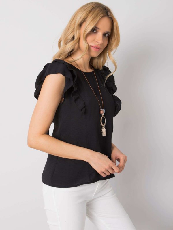 Black blouse with ruffles Macy OCH BELLA