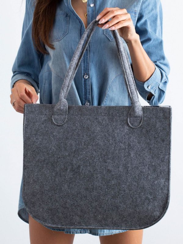 Grey Green Printed Felt Bag