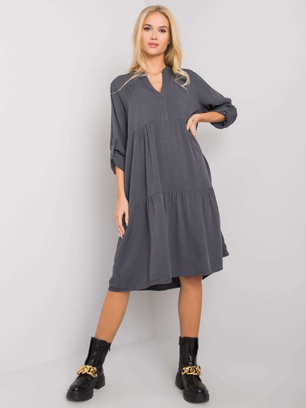 Malone OCH BELLA Graphite Oversize Viscose Dress