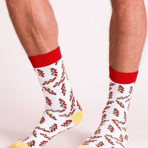 Yellow and Red Pattern Men's Socks