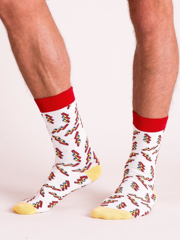 Yellow and Red Pattern Men's Socks