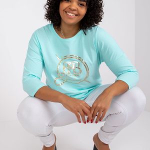 Mint plus size cotton blouse with Tessa applique