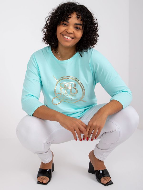 Mint plus size cotton blouse with Tessa applique